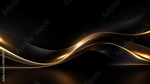 Abstract gold and black wavy background.