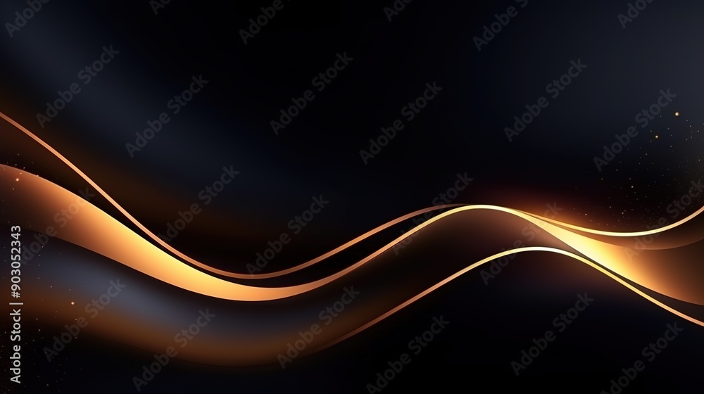 Abstract gold waves on dark background. Abstract gold waves on dark background.