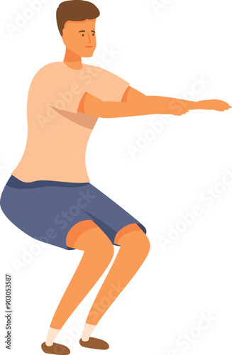 Young athletic man wearing sportswear is doing squats, fitness training, sport exercise