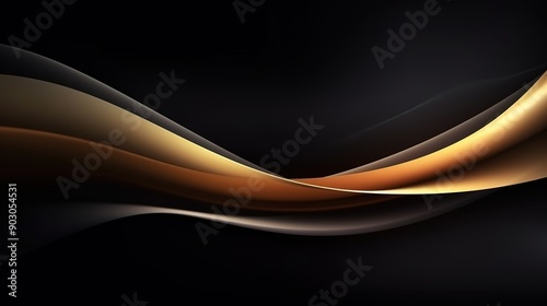 Abstract gold and brown wave on black background.