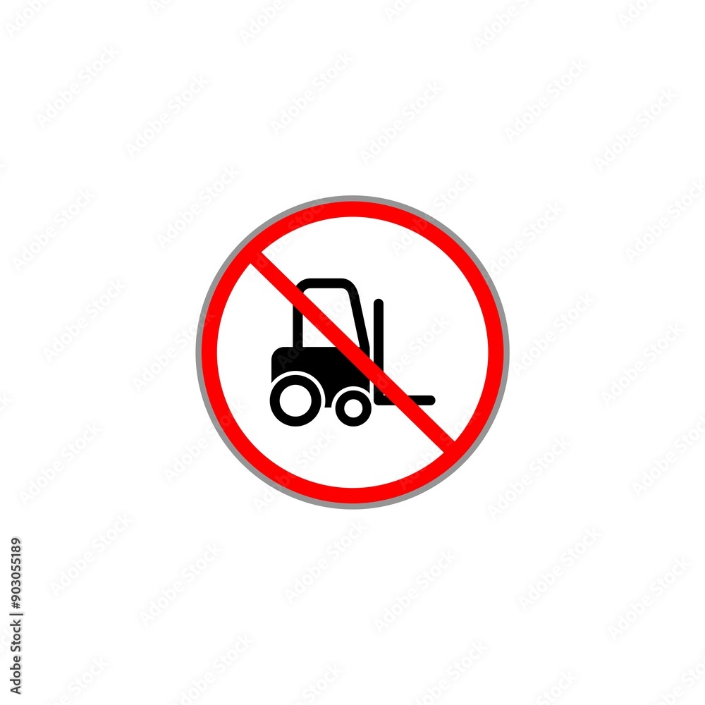 No forklift truck sign. Red prohibited icon isolate on white background. No forklift truck sign. Red prohibited icon isolate on white background.