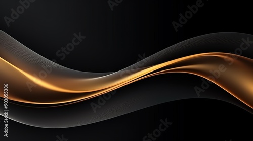 Abstract gold and black wave design.
