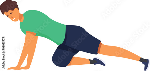 Young sportsman is doing mountain climbers exercise, a great workout for legs and core