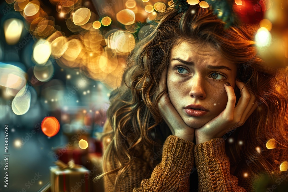 Christmas Frustration. Emotional Stress of Woman Shopping for Holiday Gifts Christmas Frustration. Emotional Stress of Woman Shopping for Holiday Gifts