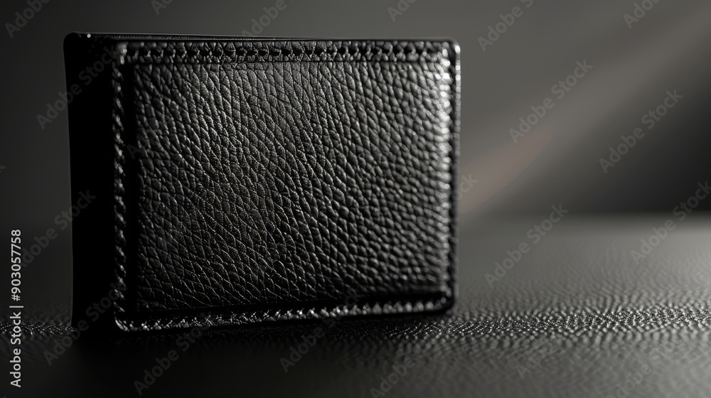 custom made wallpaper toronto digitalA sophisticated black leather wallet on a dark background, perfect for luxury and fashion promotions.