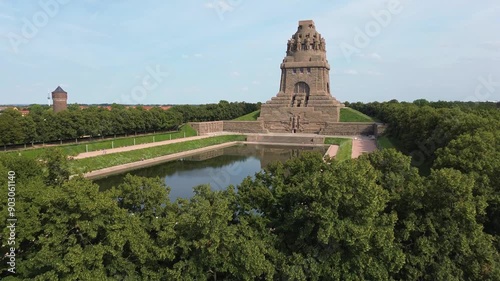 lift-up shot of the Monument to the Battle of Nations in Leipzig 1813, 