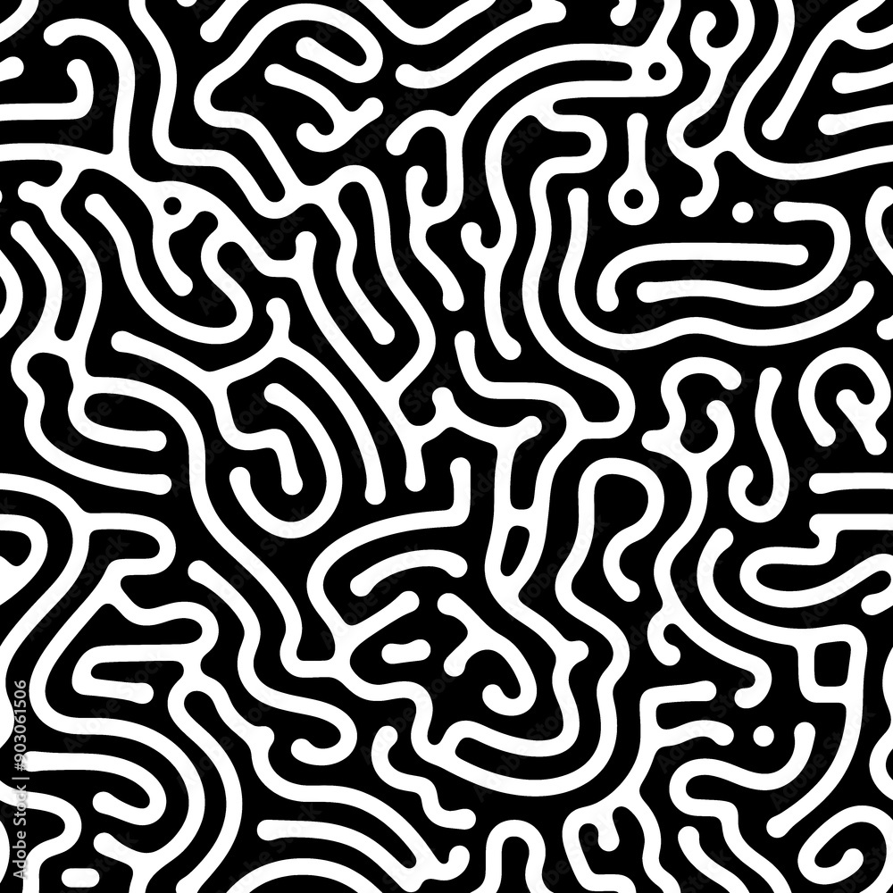 Seamless abstract pattern with curved lines, a maze. Design for fabric, Wallpaper, and cards . Monochrome ornament on a white background. Seamless abstract pattern with curved lines, a maze. Design for fabric, Wallpaper, and cards . Monochrome ornament on a white background.