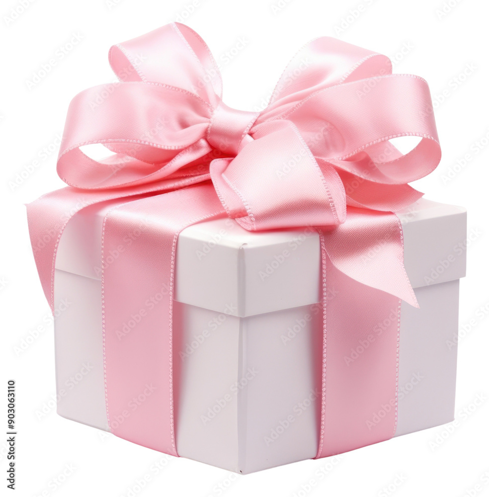 Obraz premium PNG Gift ribbon pink white background.