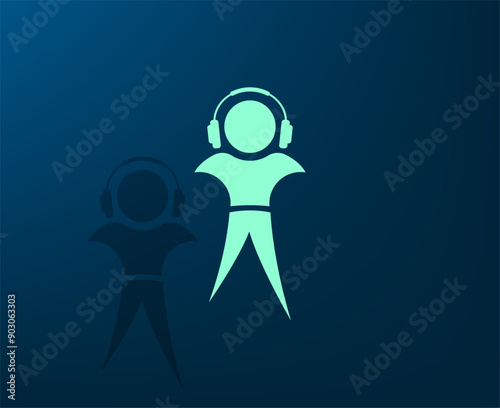 Vector illustration with shadow on blue background with gradient