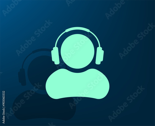 Vector illustration with shadow on blue background with gradient
