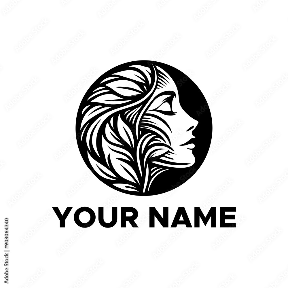 vector logo combination of woman face and leaf vector logo combination of woman face and leaf