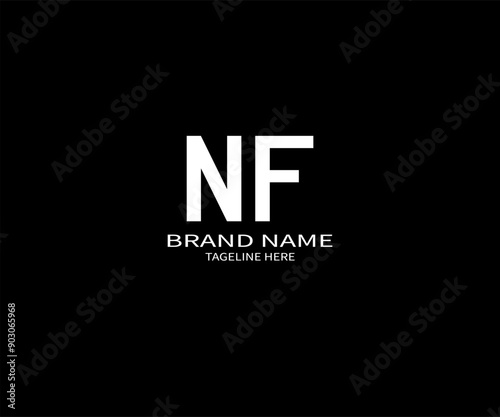 NF Letter Logo Design. Initial letters NF logo icon. Abstract letter NF N F minimal logo design template. N F Letter Design Vector with black Colors. NF log