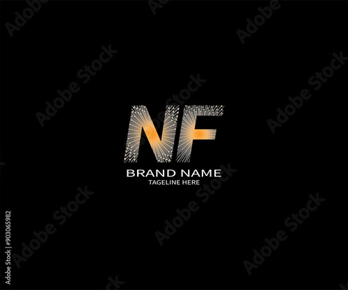 NF Letter Logo Design. Initial letters NF logo icon. Abstract letter NF N F minimal logo design template. N F Letter Design Vector with black Colors. NF log