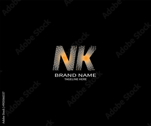 NK Letter Logo Design. Initial letters NK logo icon. Abstract letter NK N K minimal logo design template. N K Letter Design Vector with black Colors. NK logo photo