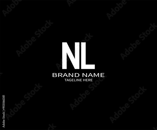 NL Letter Logo Design. Initial letters NL logo icon. Abstract letter NL N L minimal logo design template. N L Letter Design Vector with black Colors. NL logo,