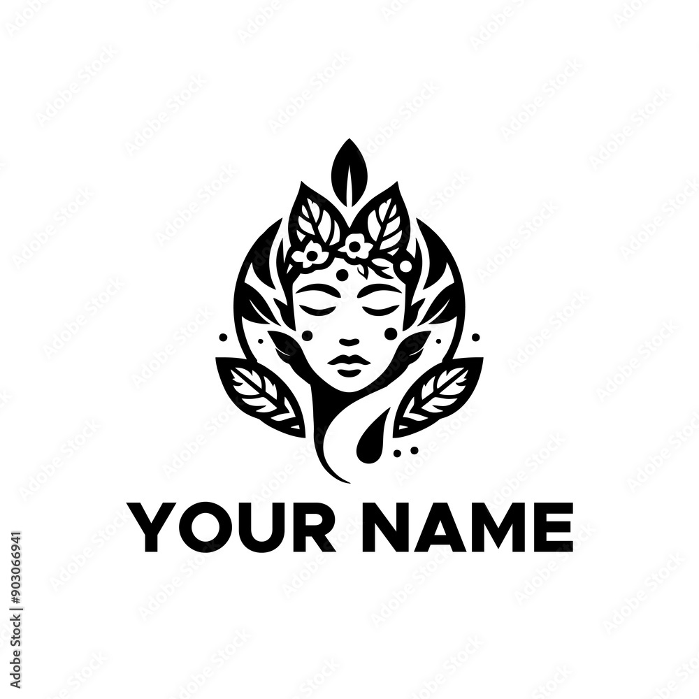 vector logo combination of woman face and leaf vector logo combination of woman face and leaf