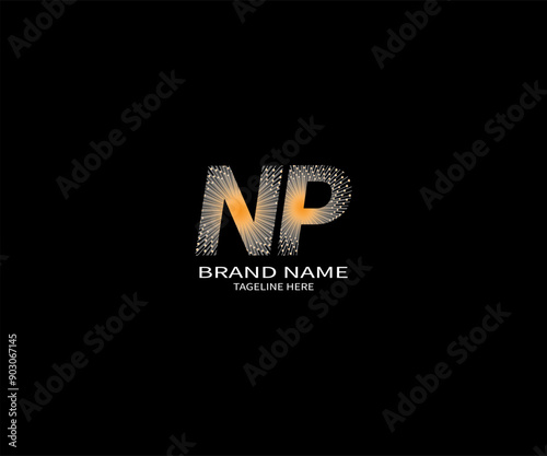 NP Letter Logo Design. Initial letters NP logo icon. Abstract letter NP N P minimal logo design template. N P Letter Design Vector with black Colors. NP logo