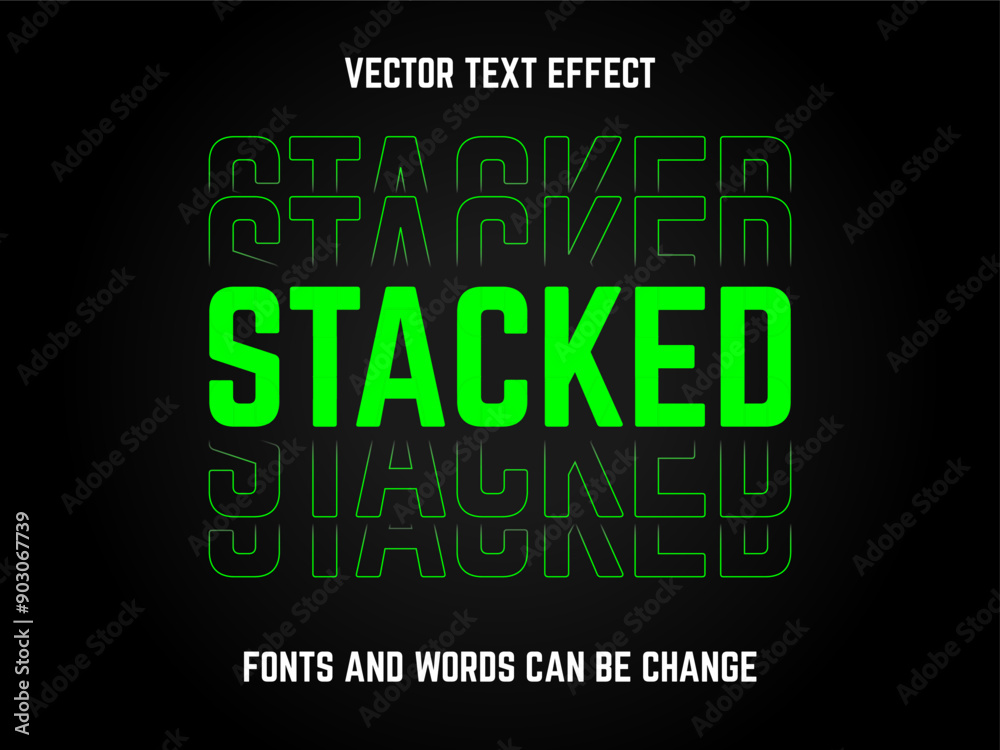 Editable stacked vector text effect Editable stacked vector text effect