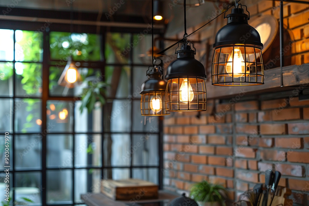 Obraz premium Decorate a vintage style home with modern hanging lamps.