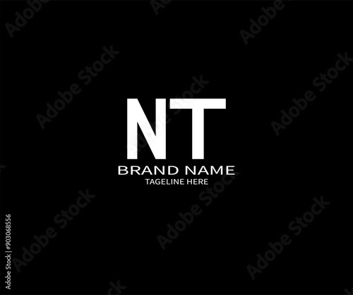 NT Letter Logo Design. Initial letters NT logo icon. Abstract letter NT N T minimal logo design template. N T Letter Design Vector with black Colors. NT logo,