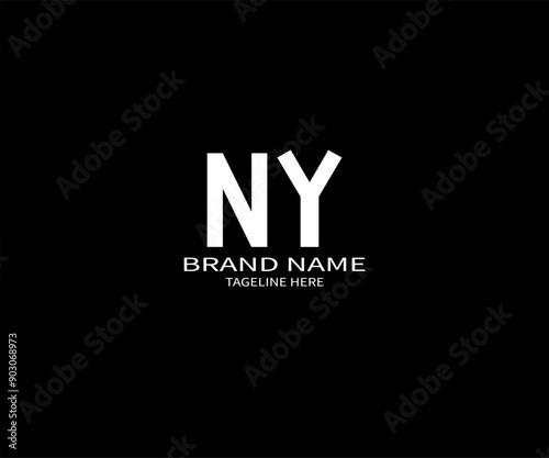 NY Letter Logo Design. Initial letters NY logo icon. Abstract letter NY N Y minimal logo design template. N Y Letter Design Vector with black Colors. NY logo,