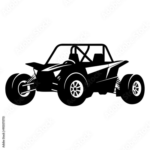 Black silhouette of an off-road buggy, ideal for adventure and motorsport themes.