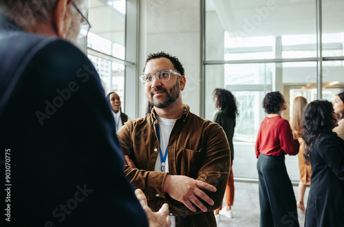 Professional colleagues networking and socializing at a business event