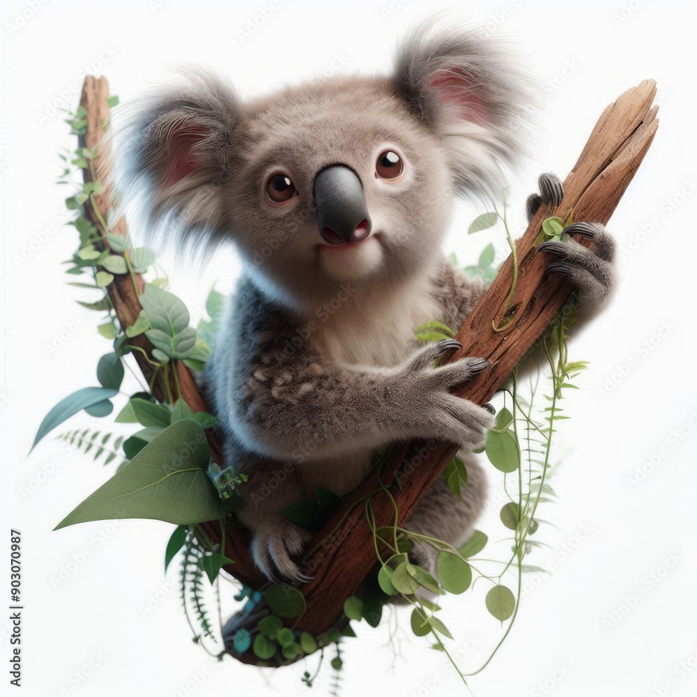 Obraz premium koala bear cub on white
