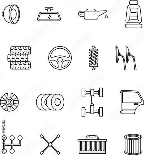 car parts icons collection 