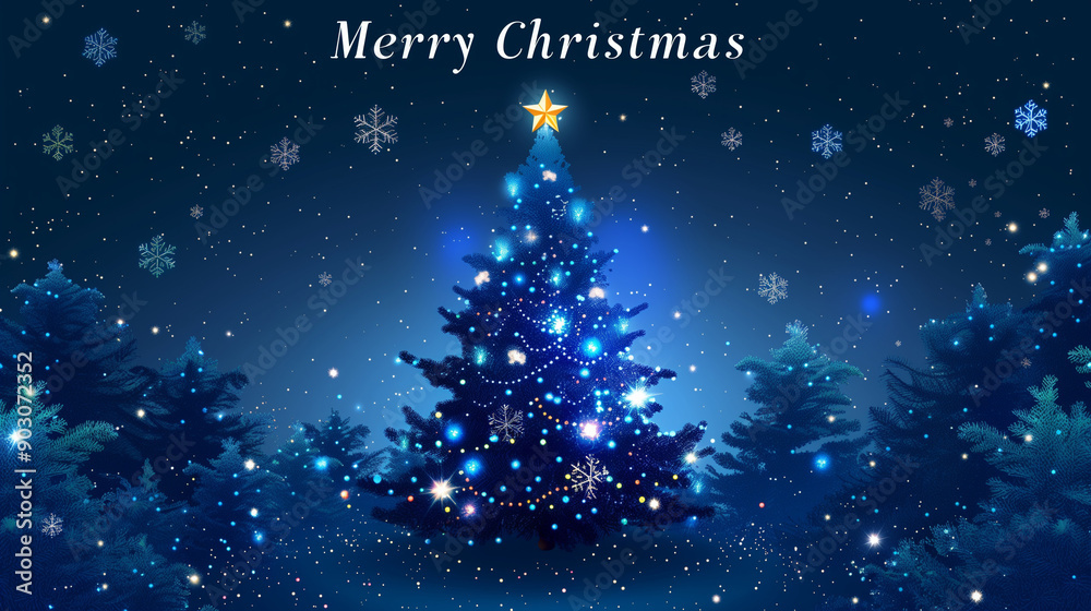 Christmas background with snowflakes and stars, text Christmas background with snowflakes and stars, text