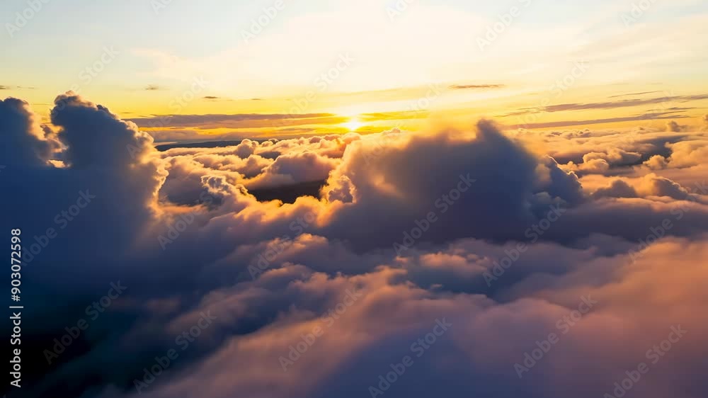 Aerial view of clouds at sunset, scenic Aerial view of clouds at sunset, scenic