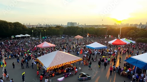 Vibrant Community Festival Celebrating Culture and Unity at Sunset in the Park