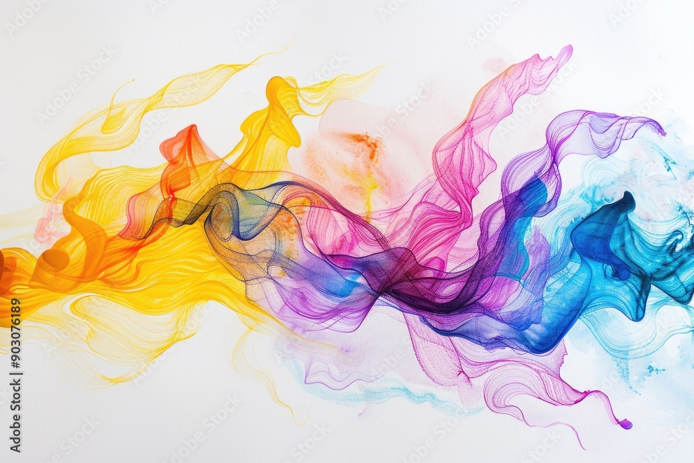 Fototapeta premium Color Swash. Colorful Ink Doodles in Various Colours on Paper