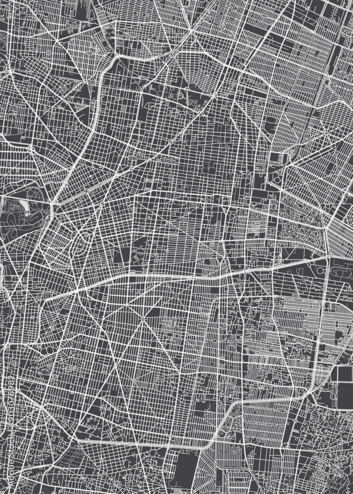 Naklejka premium City map Mexico City, monochrome detailed plan, vector illustration