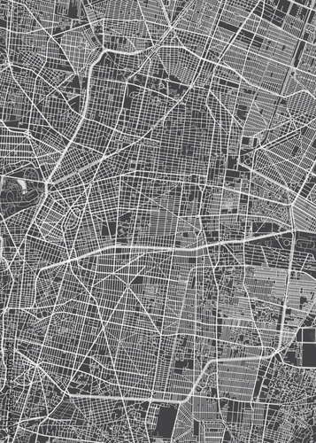 City map Mexico City, monochrome detailed plan, vector illustration