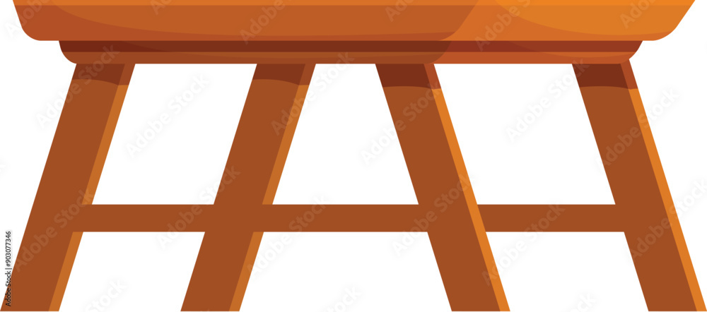 Simple wooden picnic table standing on a white background, perfect for outdoor dining and recreation Simple wooden picnic table standing on a white background, perfect for outdoor dining and recreation