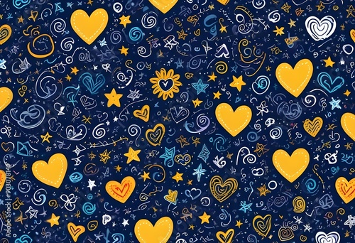 Seamless pattern with hearts photo