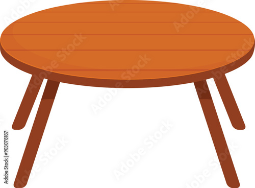 Round wooden table isolated on white background, furniture for dining room or cafe interior