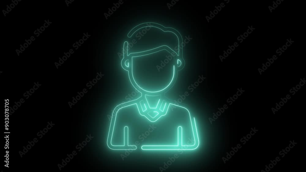Neon Avatar Icon Vector, Glowing Blue Outline of a Person for User Profile, Social Media, and Digital Identity Design Neon Avatar Icon Vector, Glowing Blue Outline of a Person for User Profile, Social Media, and Digital Identity Design