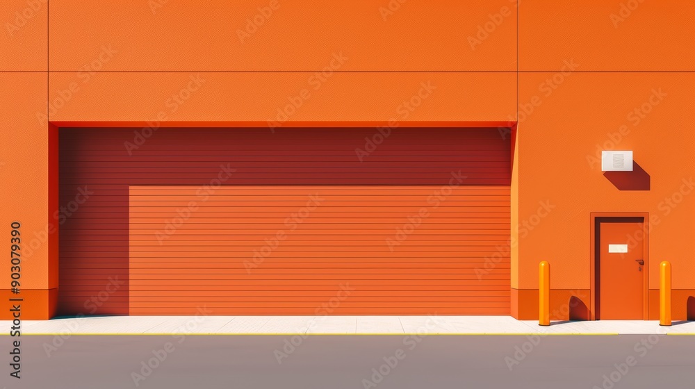 A detailed shot of a closed factory gate, with workers protesting outside, with copy space, flat design illustration, high-resolution photo, hyper realistic A detailed shot of a closed factory gate, with workers protesting outside, with copy space, flat design illustration, high-resolution photo, hyper realistic