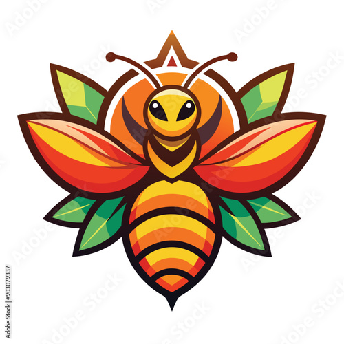 A vibrant and eye catching leaf bee logo design vector download