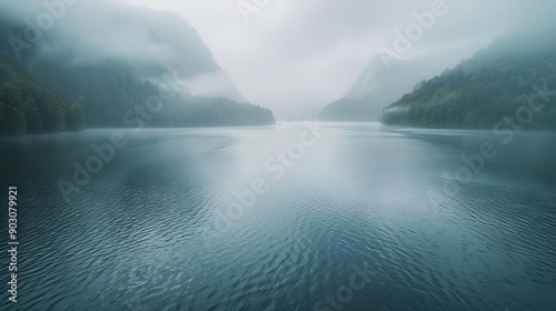 Drone View of Majestic Mountain Lake 