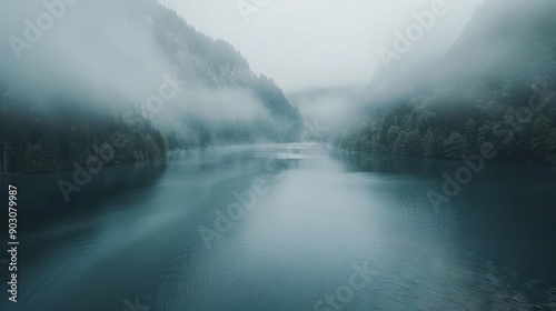 Drone View of Majestic Mountain Lake 