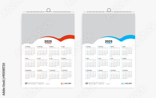 2025 one page calendar design template 