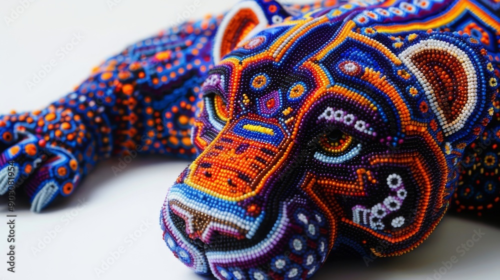 Huichol abstract isolated figure. Traditional folk indigenous art pattern. Psychedelic Mexican craft Huichol abstract isolated figure. Traditional folk indigenous art pattern. Psychedelic Mexican craft