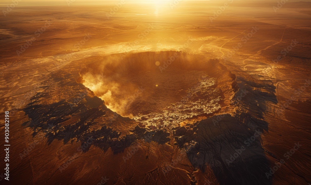 custom made wallpaper toronto digitalA large crater in the desert landscape. AI.