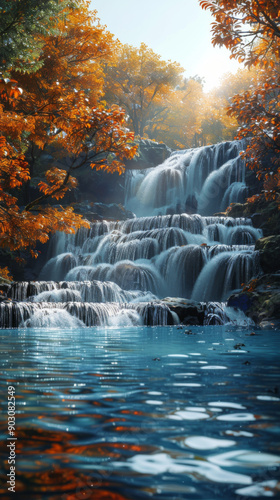 A serene display of the Hraunfossar waterfall