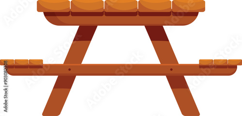 Simple illustration of a wooden picnic table, perfect for representing outdoor dining and recreation