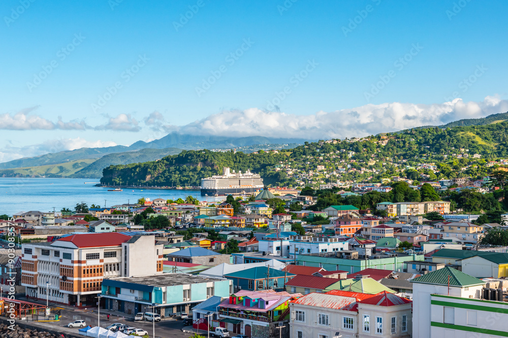 Roseau, capital city of Dominica, Caribbean. Roseau, capital city of Dominica, Caribbean.