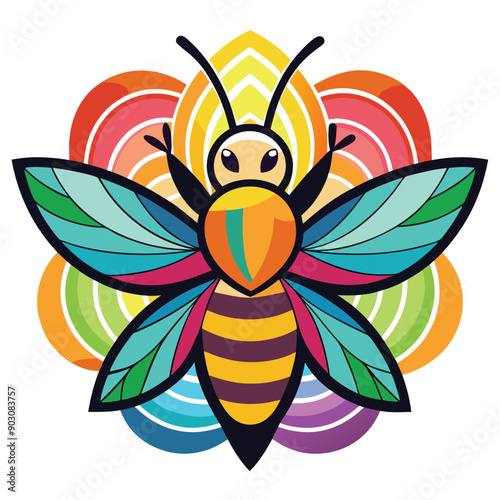 A vibrant and eye catching leaf bee logo design vector download